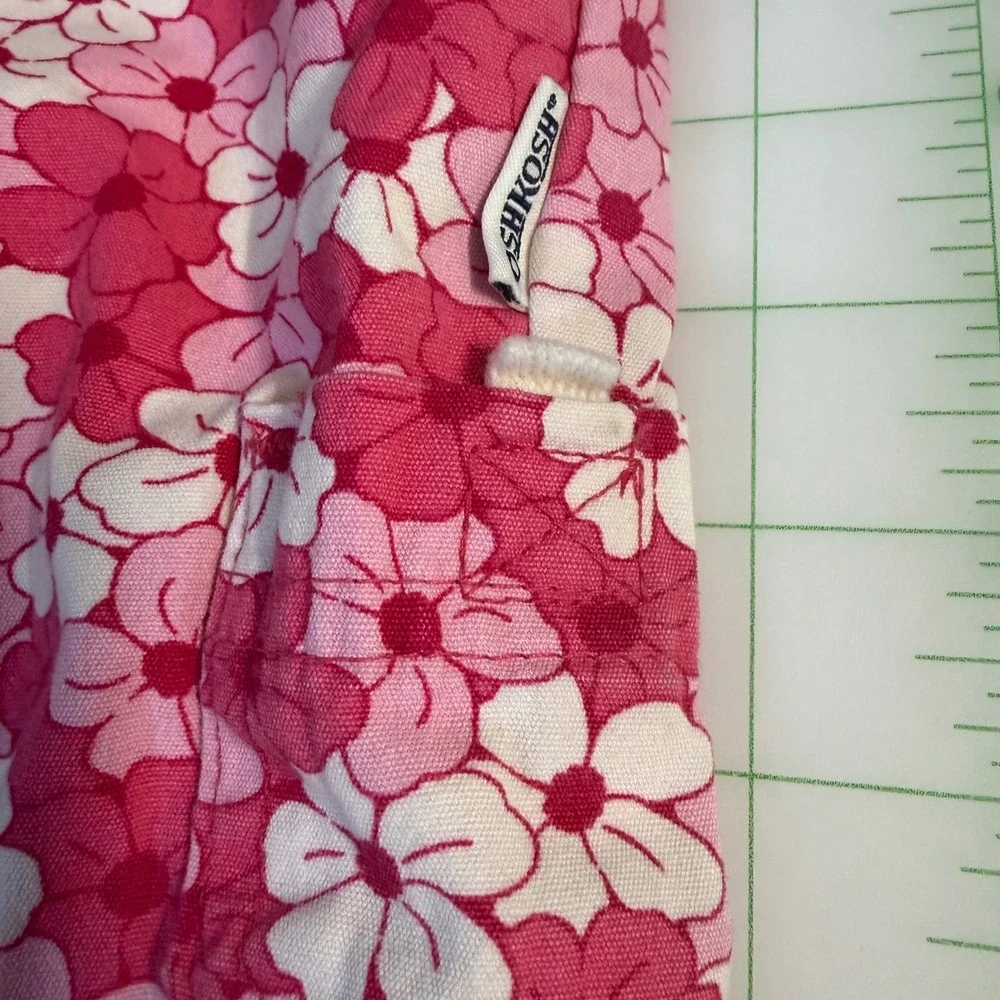 Vintage Y2K Oshkosh Bgosh Pink Floral Print Capri Pants bottoms 2T Summer denim